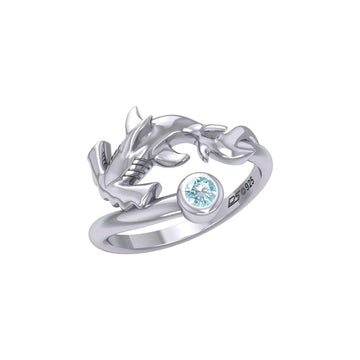 Hammerhead Shark Silver Ring with Gemstone TRI2427 - Jewelry